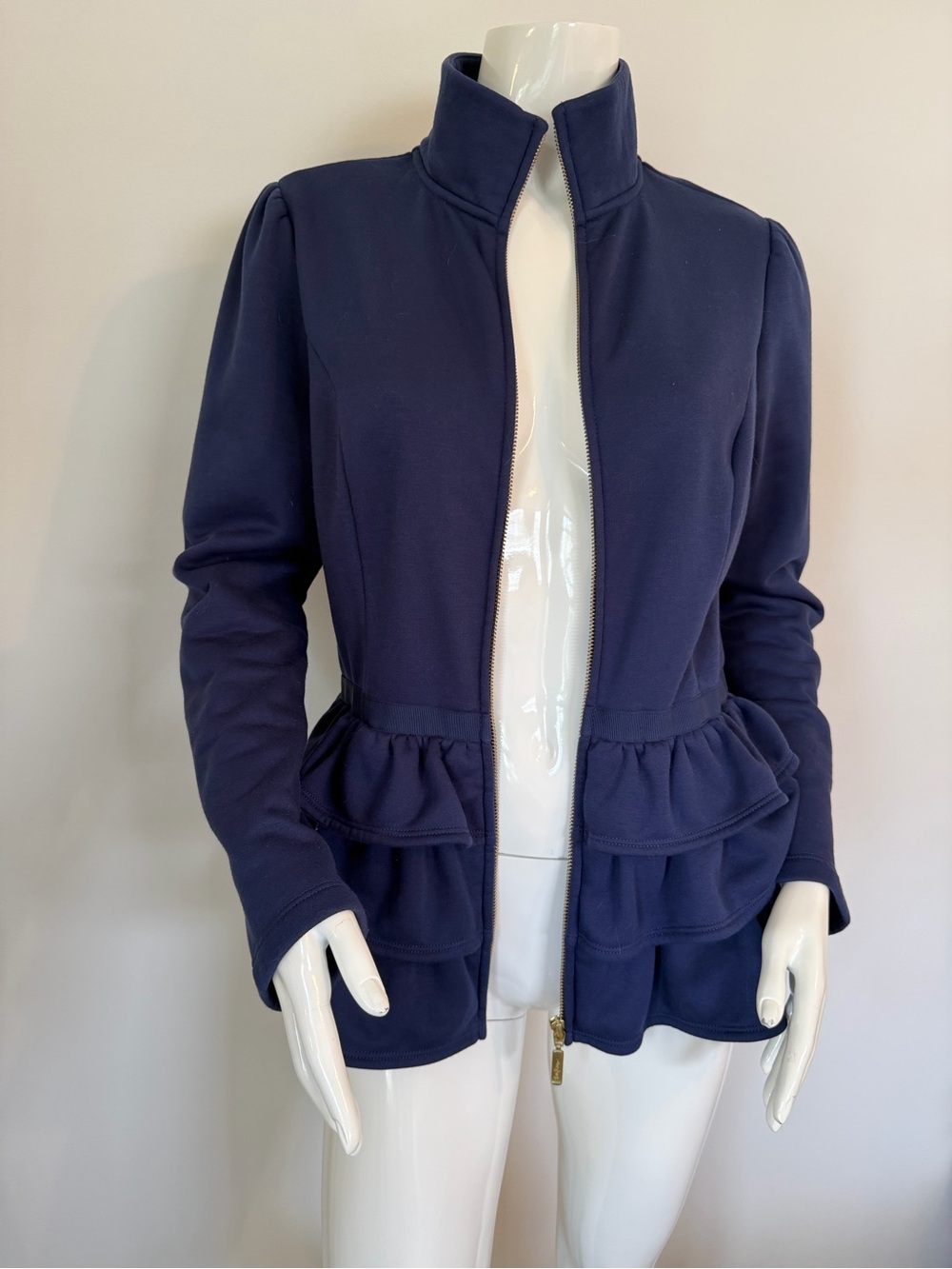 Lilly Pulitzer Azela Ruffle Fleece Navy Jacket Size M - Picture 3 of 9